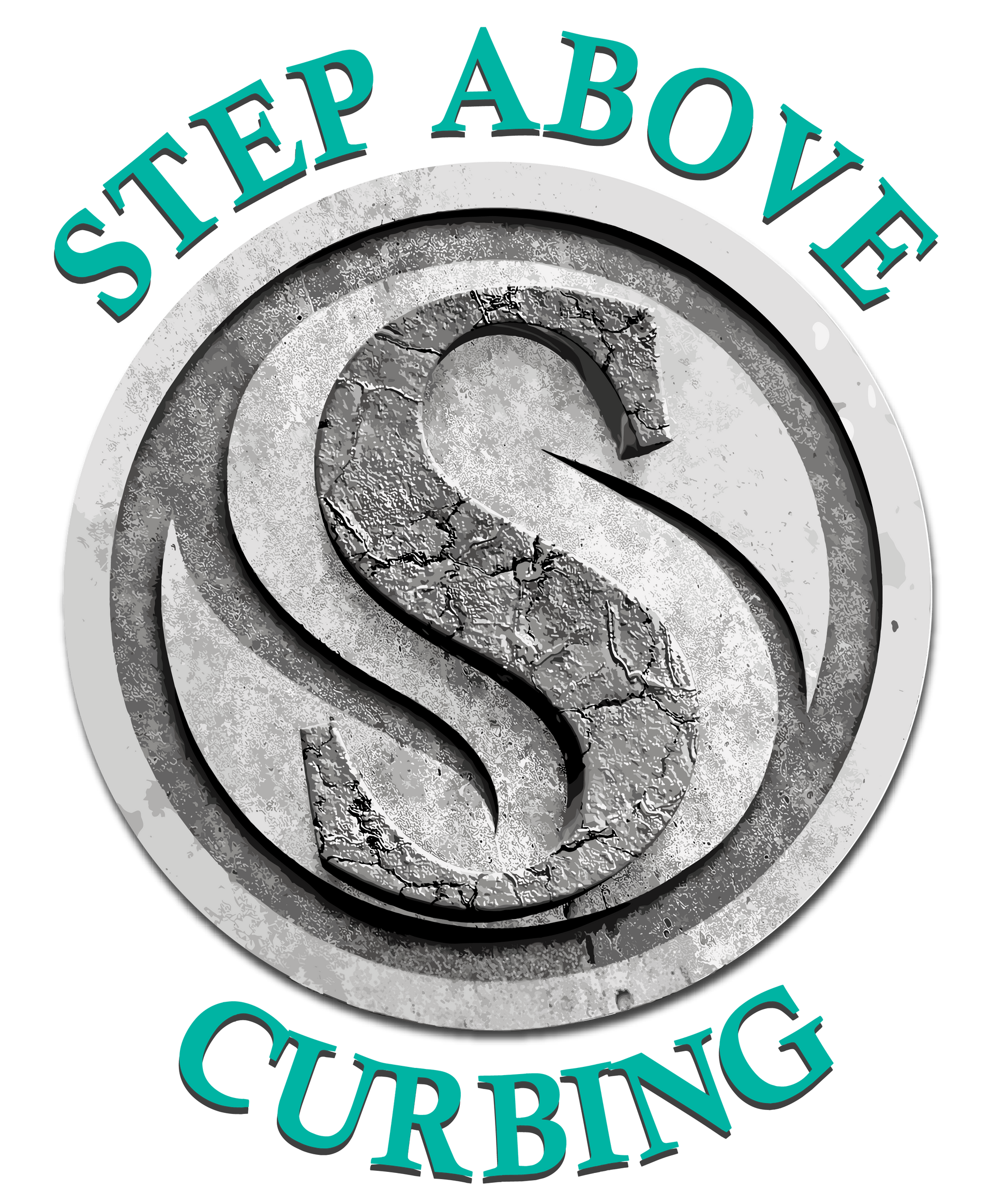 A logo for step above curbing