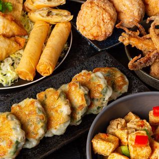 There are many different types of food on the table.