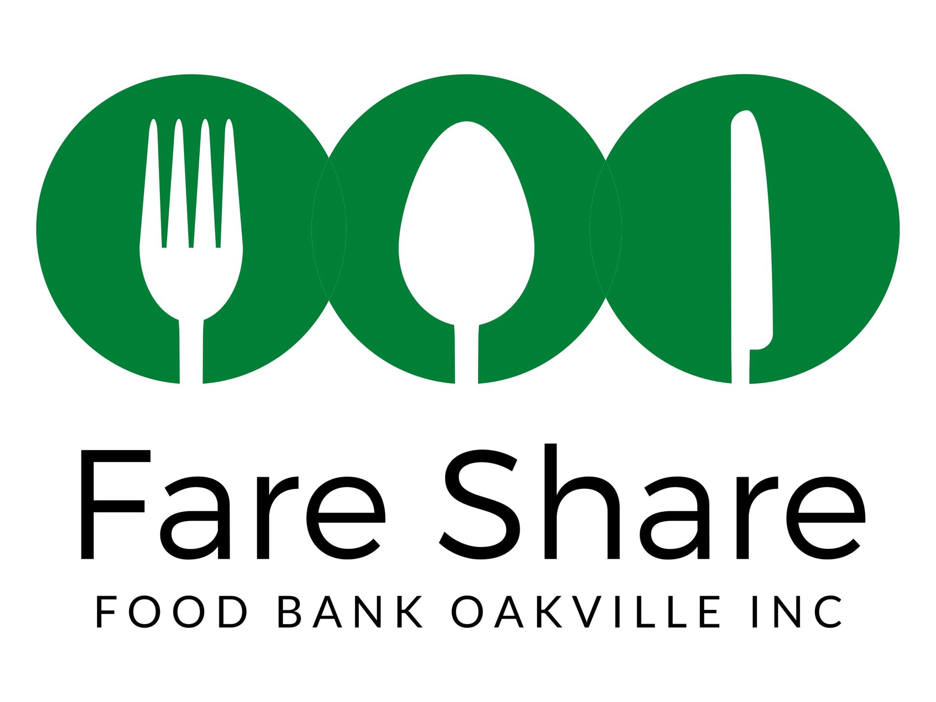 A logo for the fare share food bank oakville inc.