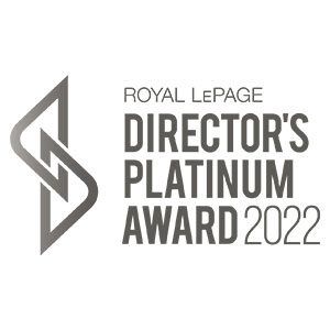The logo for the royal lepage director 's platinum award 2022.