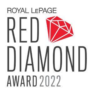 The logo for the royal lepage red diamond award 2022.
