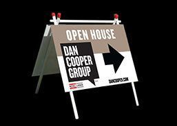 A sign that says open house, Dan Cooper Group on it