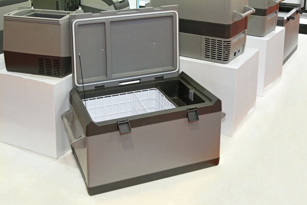 Gray Portable Cooler with An Open Lid — Gordon's Air Conditioning & Refrigeration Services in Caloundra, QLD