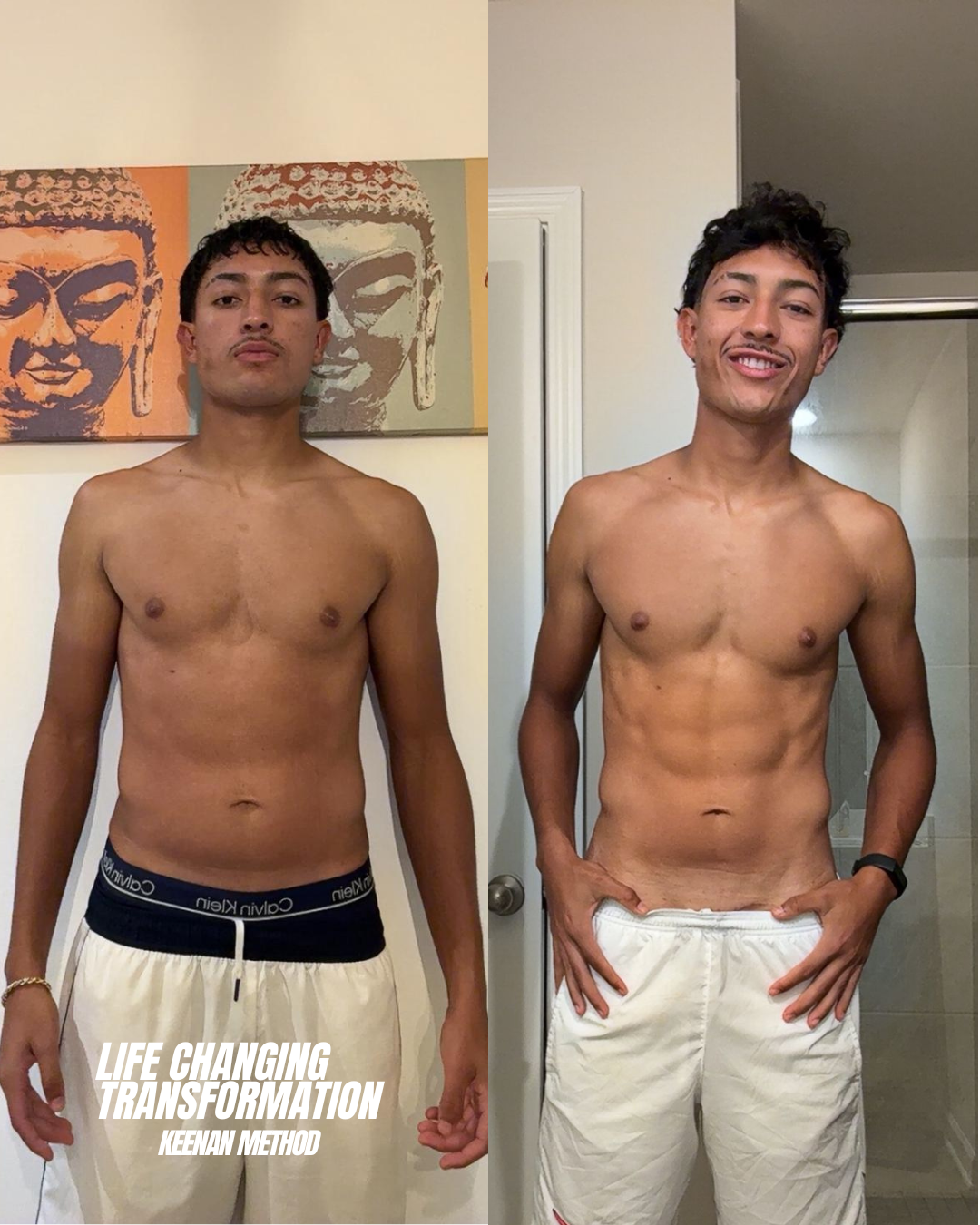 Two pictures of a man before and after losing weight