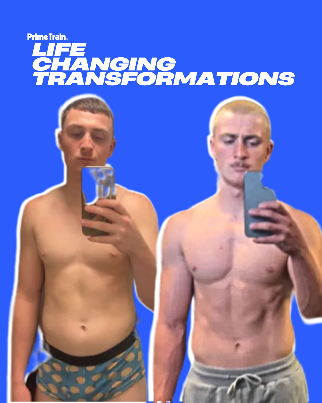 Two pictures of a man before and after losing weight with the words 90 days later on the bottom