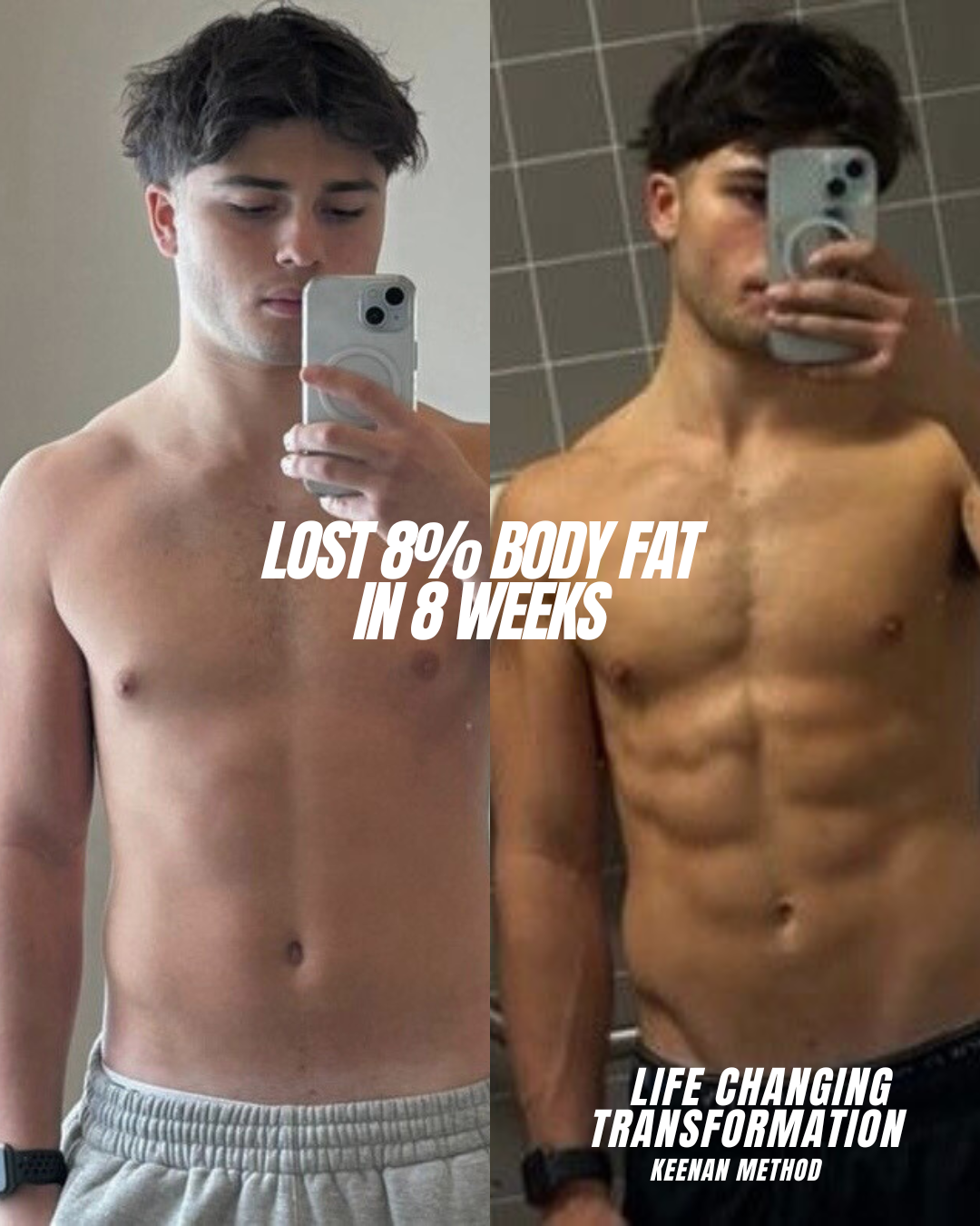 Two pictures of a man before and after losing weight