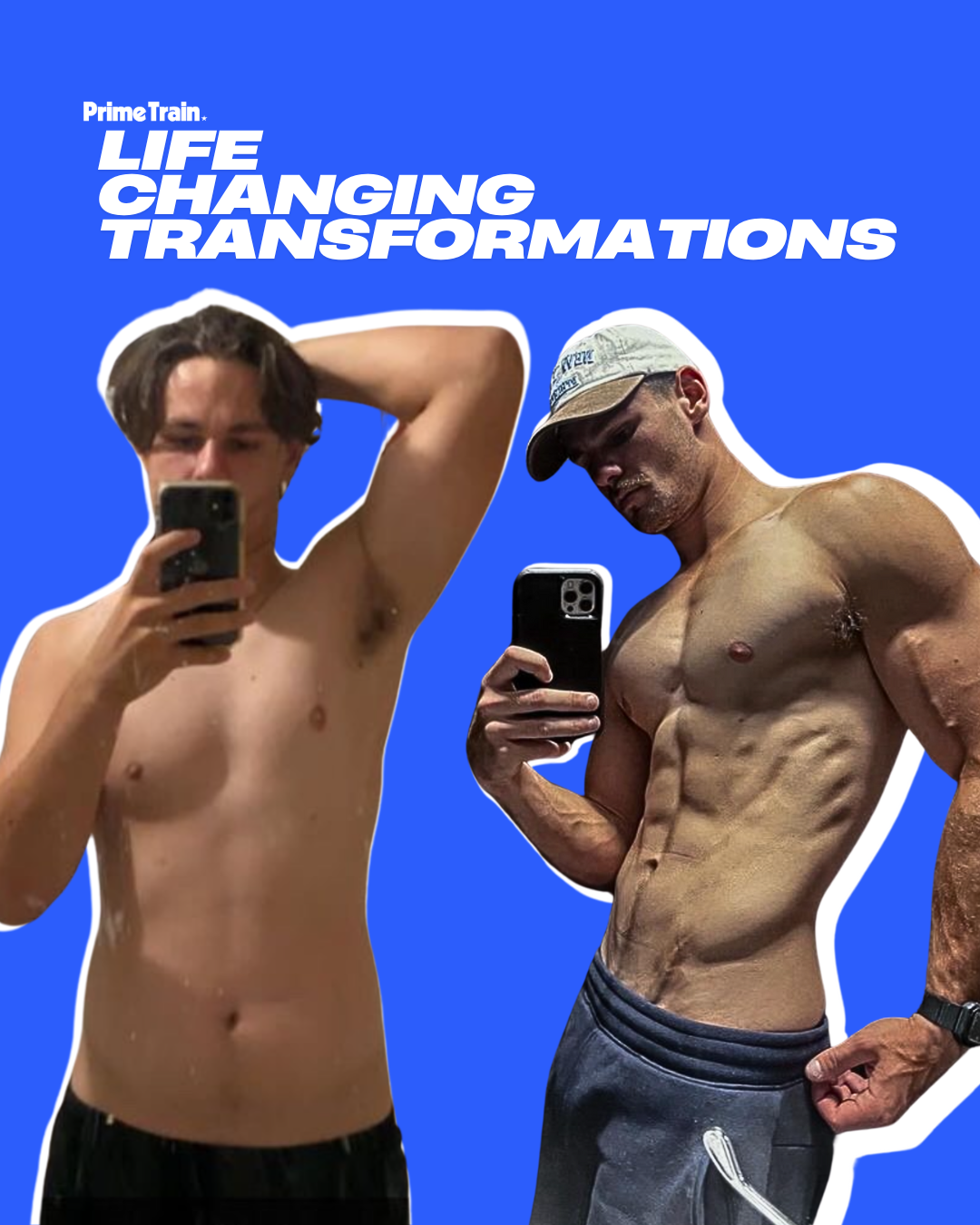 Two pictures of a man before and after losing weight