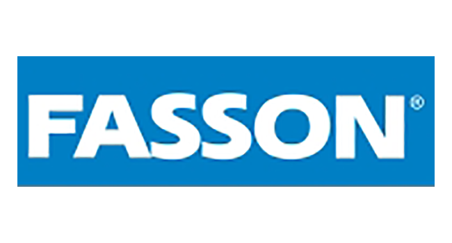 FASSON logo in white text on a blue rectangular background.