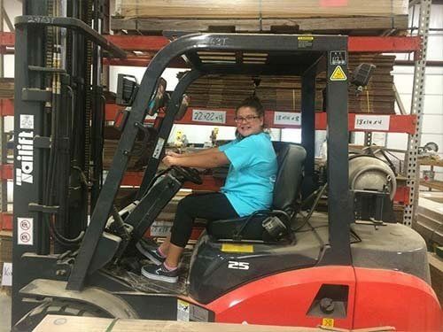 Women Riding Forklift — Servicing Equipment in Fort Worth, TX