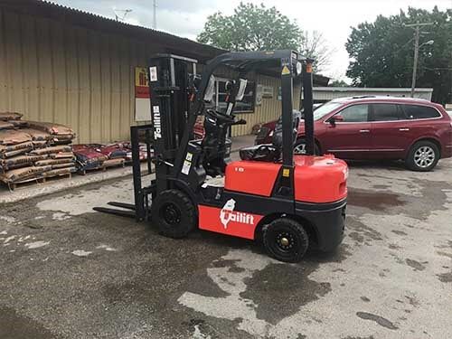 Red Forklift Outside — Servicing Equipment in Fort Worth, TX