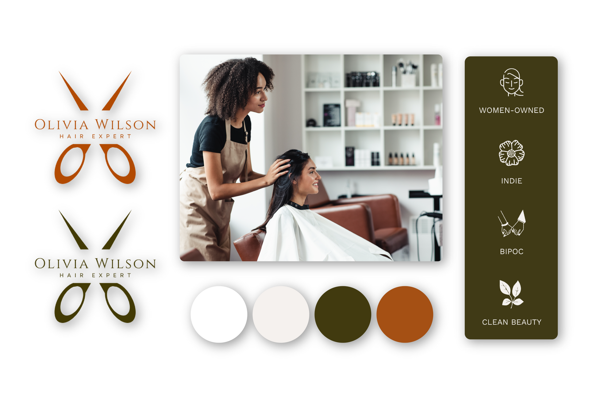 A woman is getting her hair cut by a hairdresser in a salon.