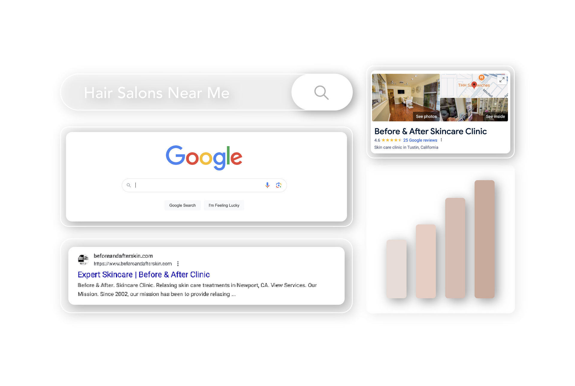 A picture of a google search for a hair salon near me.