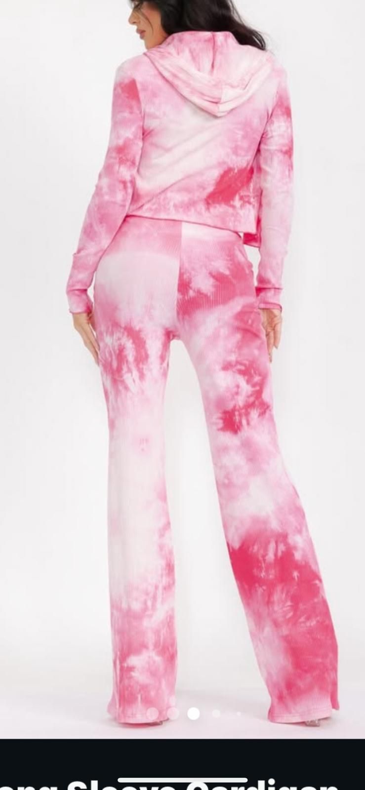 Women's long sleeve cardigan 3 piece set- pink