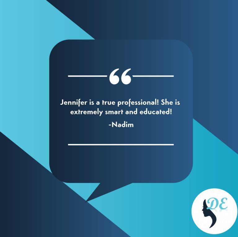 Testimonial that says Jennifer is a true professional she is extremely smart and educated