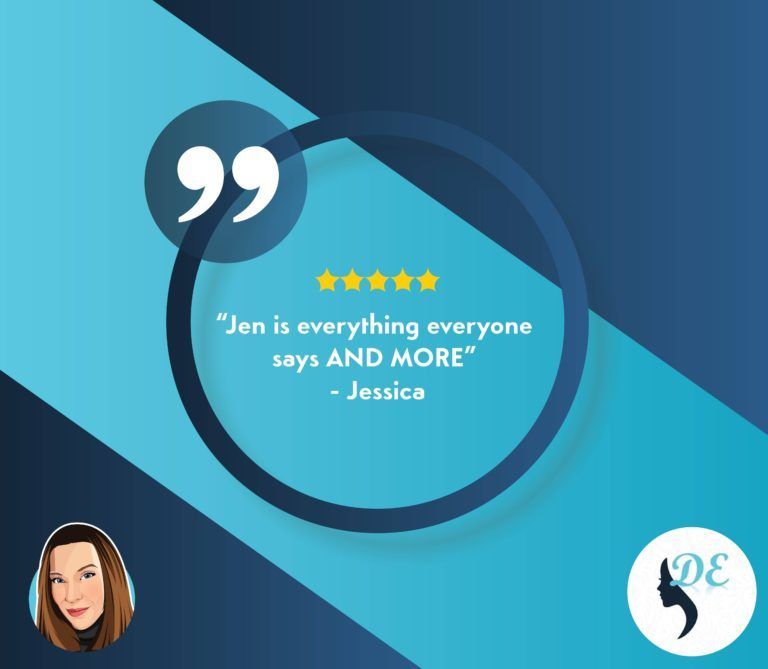 A quote from Alyssa says Jen was amazing and completely fixed my botched lash job