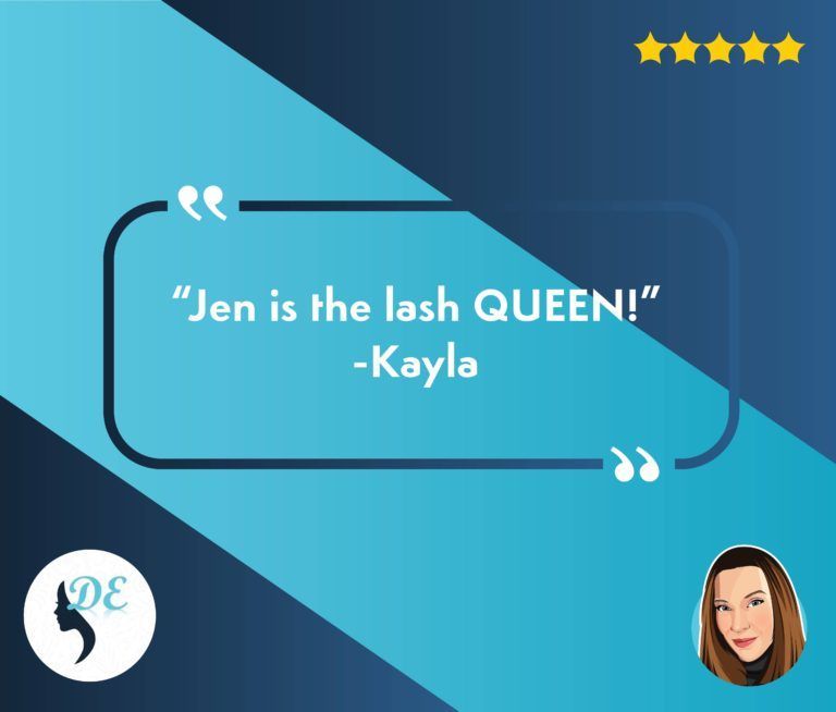 A quote from Kayla says Jen is the lash queen
