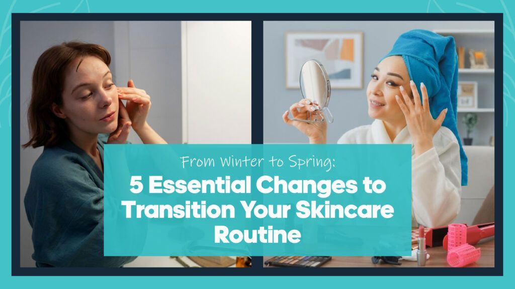 Two women are applying skincare products to their faces.