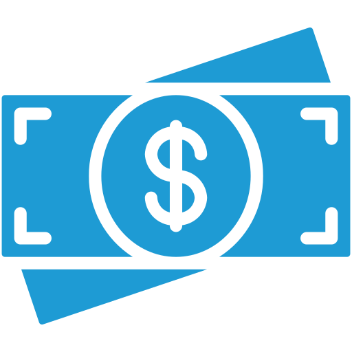 a blue dollar bill with a dollar sign in the middle .