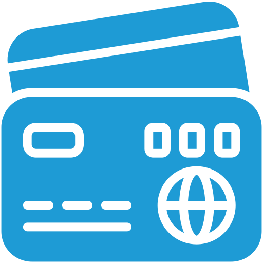 a blue credit card with a globe on it .