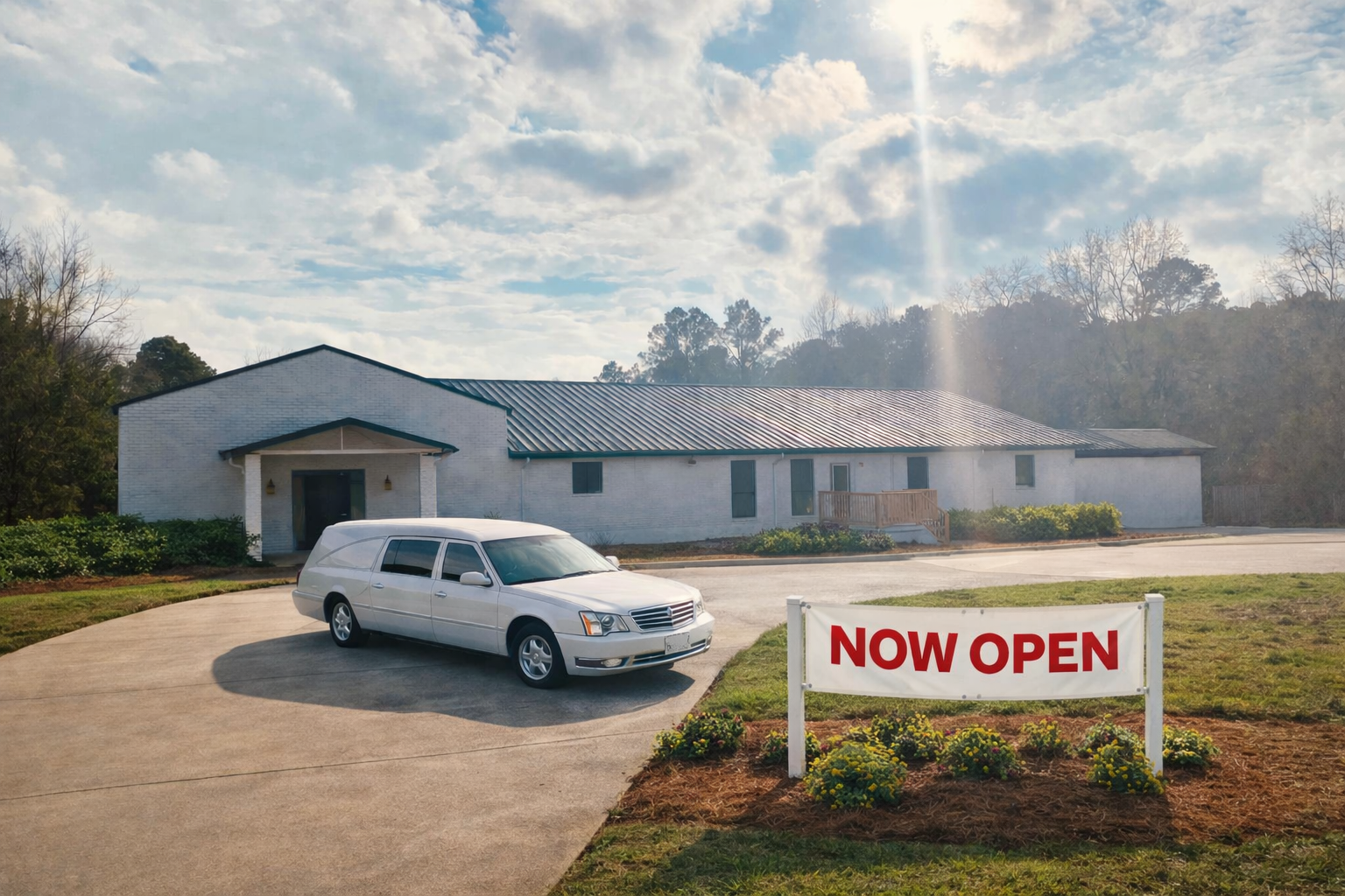 A large office building with a lot of windows on a sunny day.
