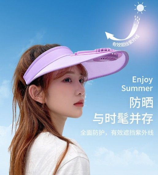 空頂防曬風扇帽