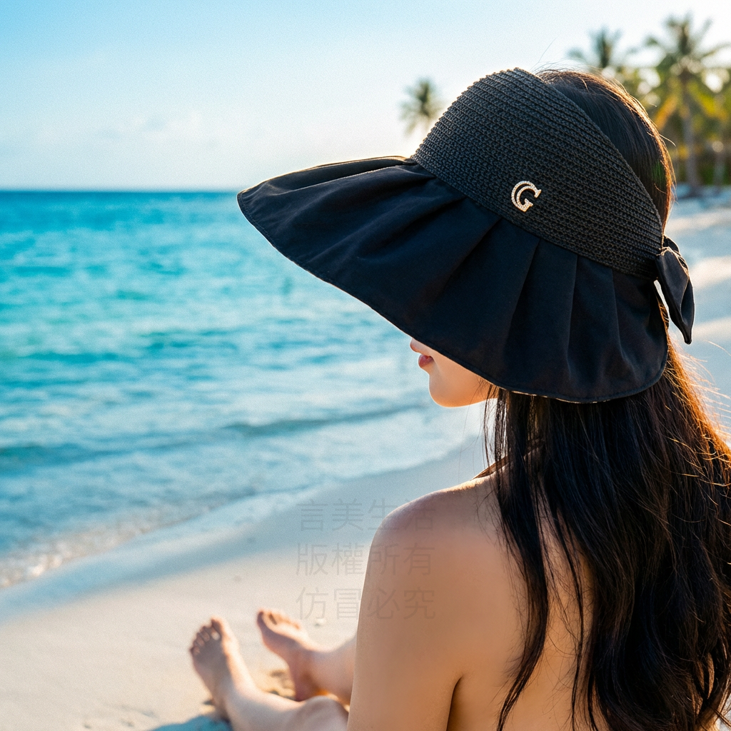 棋盤格蝴蝶結空頂帽