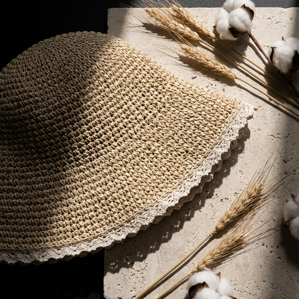 可折疊蕾絲花邊渡假草帽