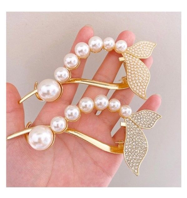 韓國美人魚尾珍珠盤髮髮夾
