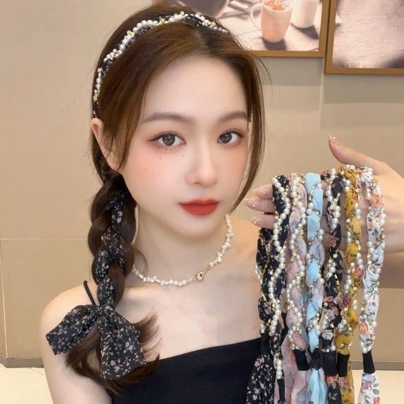 法式優雅雪紡綁帶髮箍(1組2入)