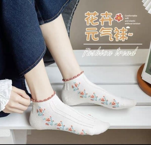 可愛甜美花邊少女短襪(1組5雙)