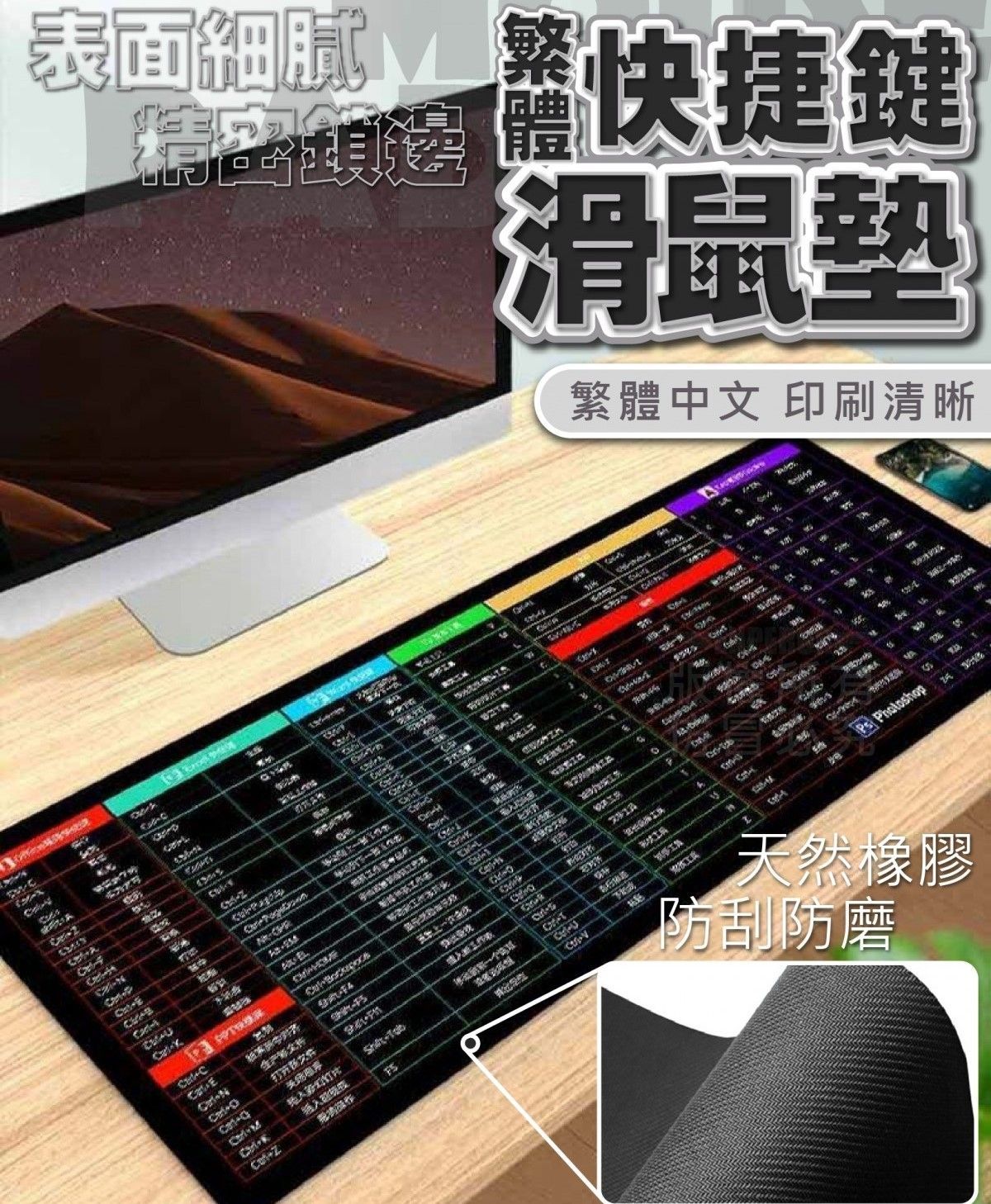 繁體快捷鍵滑鼠墊