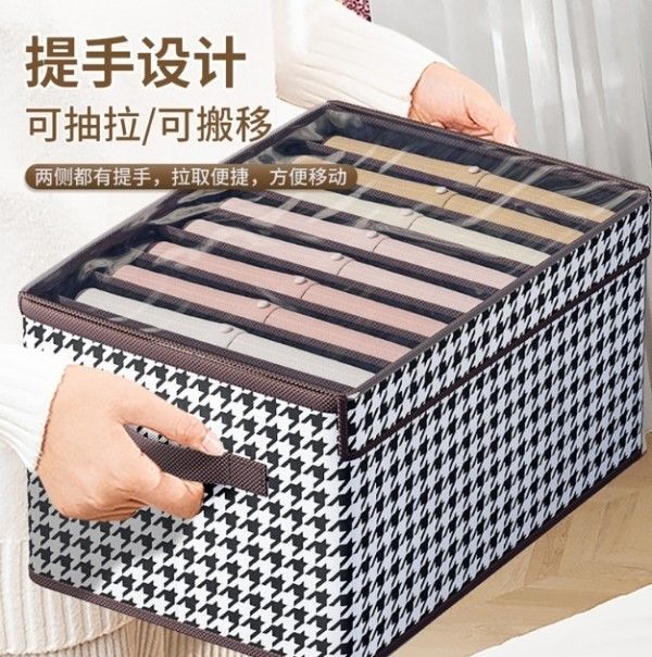 透明帶蓋分隔衣物收納箱