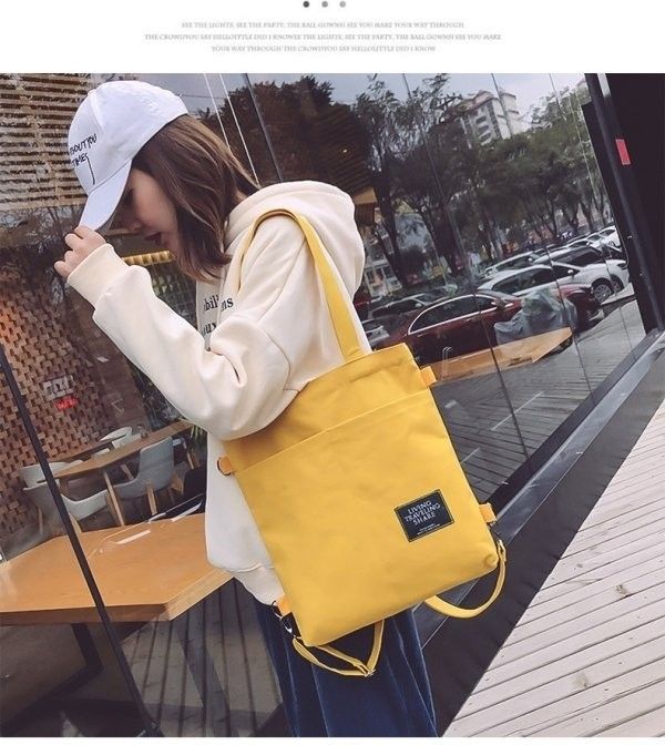 日系簡約可單肩後背帆布包