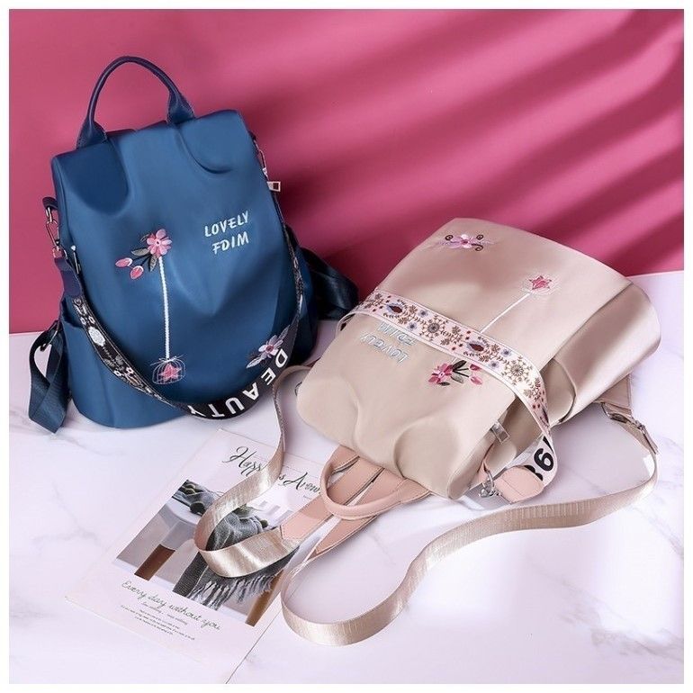 3D立體刺繡防盜雙肩包