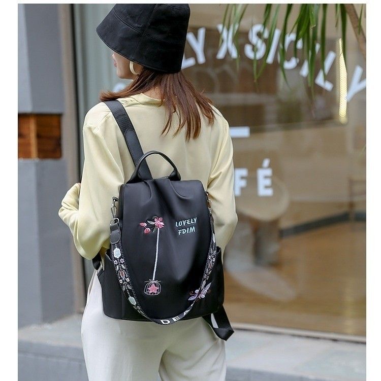 3D立體刺繡防盜雙肩包