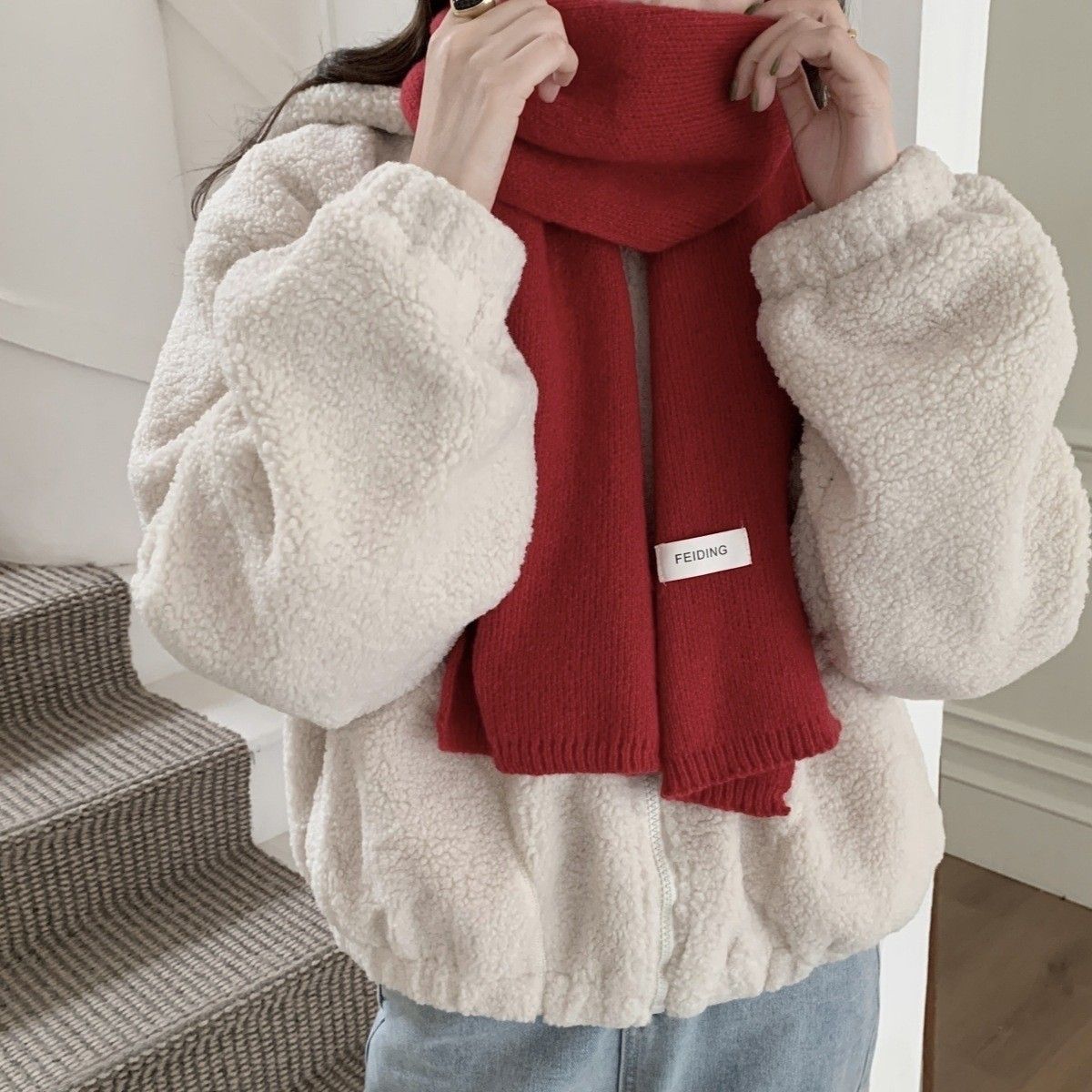 韓系冬季純色軟糯百搭圍巾 純色柔軟保暖針織素色圍巾 韓國ins風百搭保暖圍巾