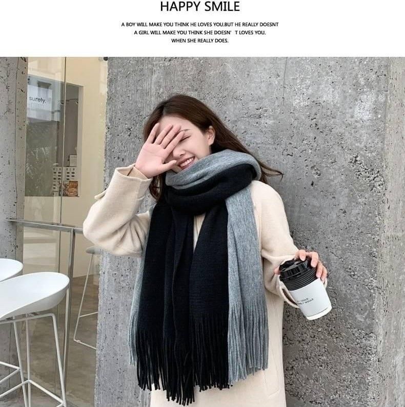 超大圍巾雙色保暖披肩