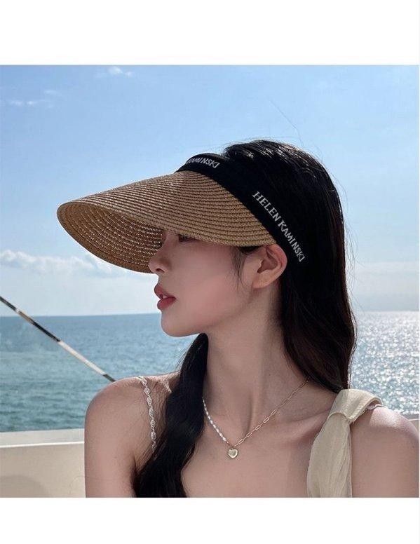 髮箍式韓系遮陽草帽