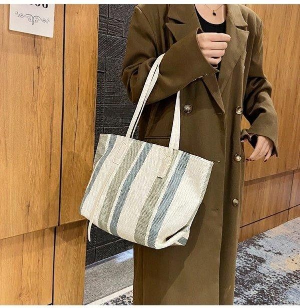 直條紋美型托特包