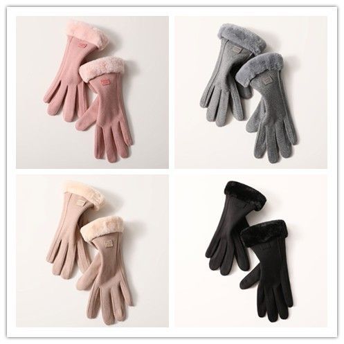 加絨加厚觸屏麂皮手套