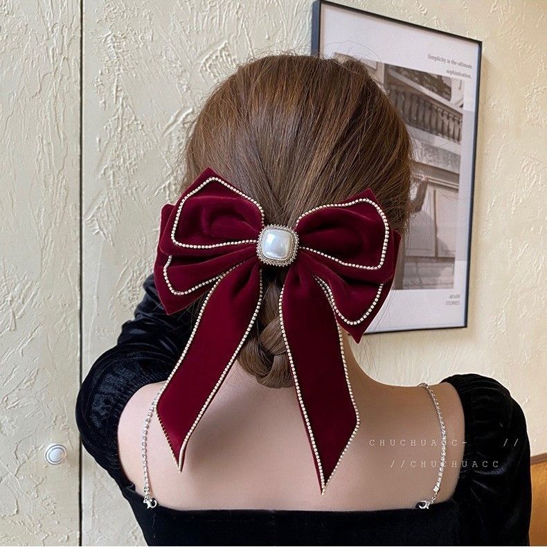 超氣質蝴蝶結彈簧髮夾(1組2入)