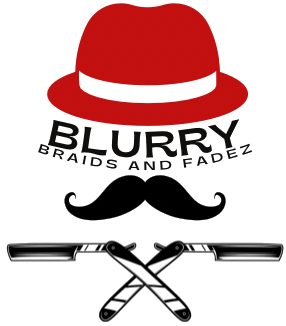 Logo with a red hat, black mustache, text 