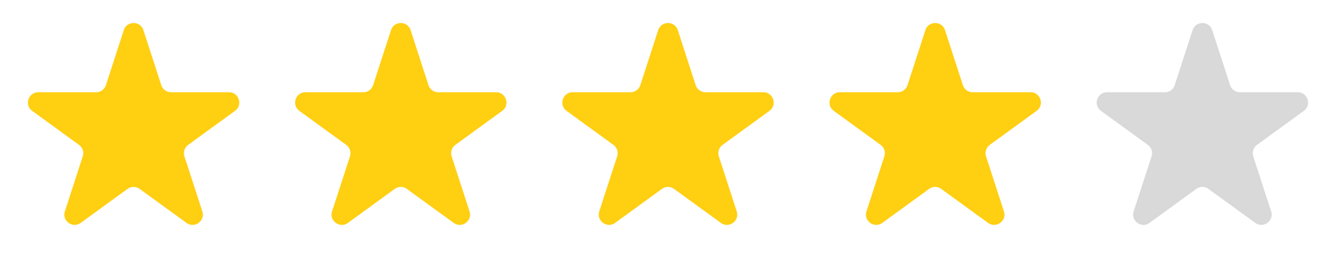 A row of yellow stars and a silver star on a white background.