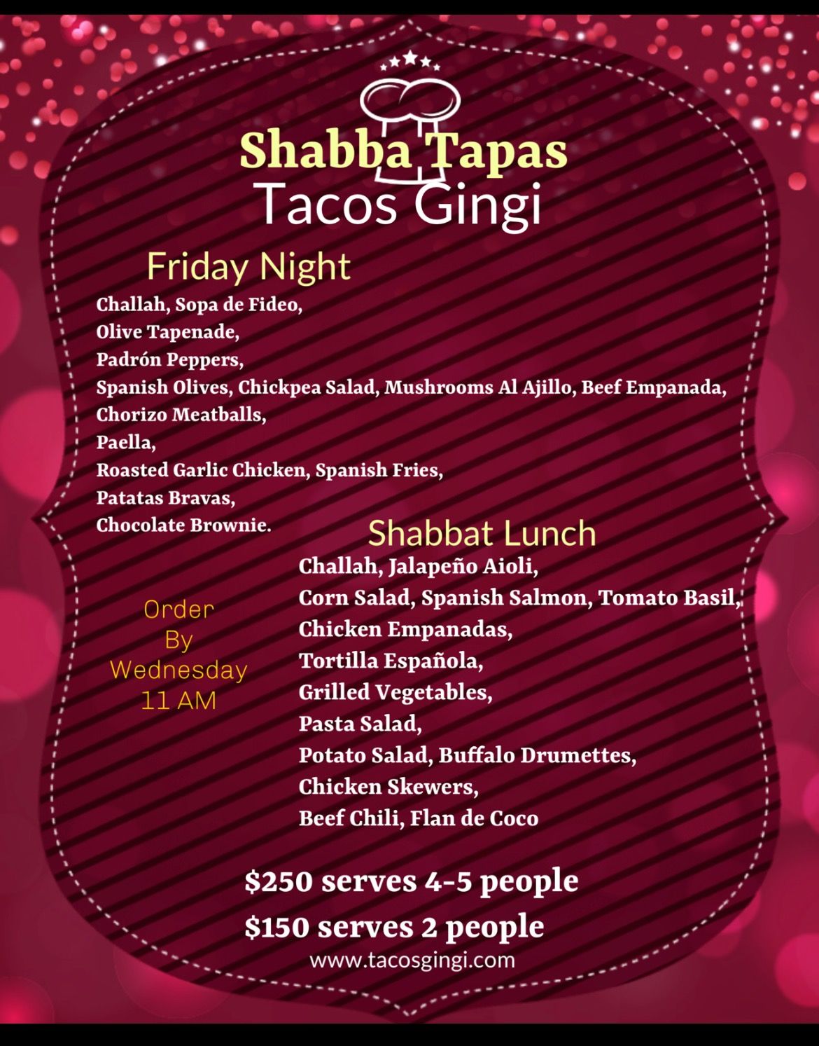 Kosher Mexican Food Lunch, Dinner & Catering Tacos Gingi