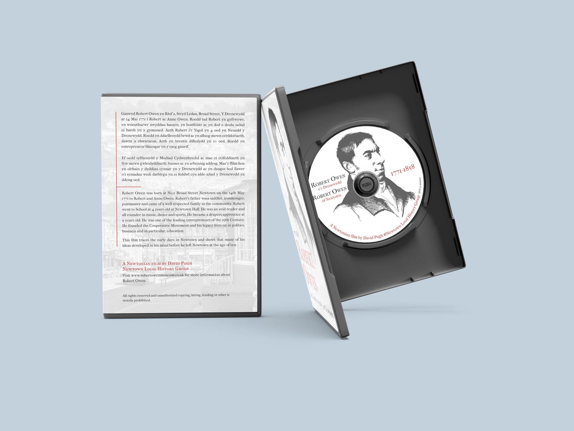 A mockup of a dvd case with a cd inside of it.