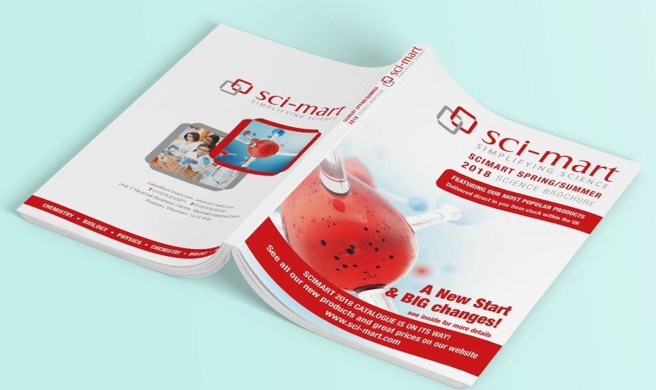 A book is open to a page that says sci-mart