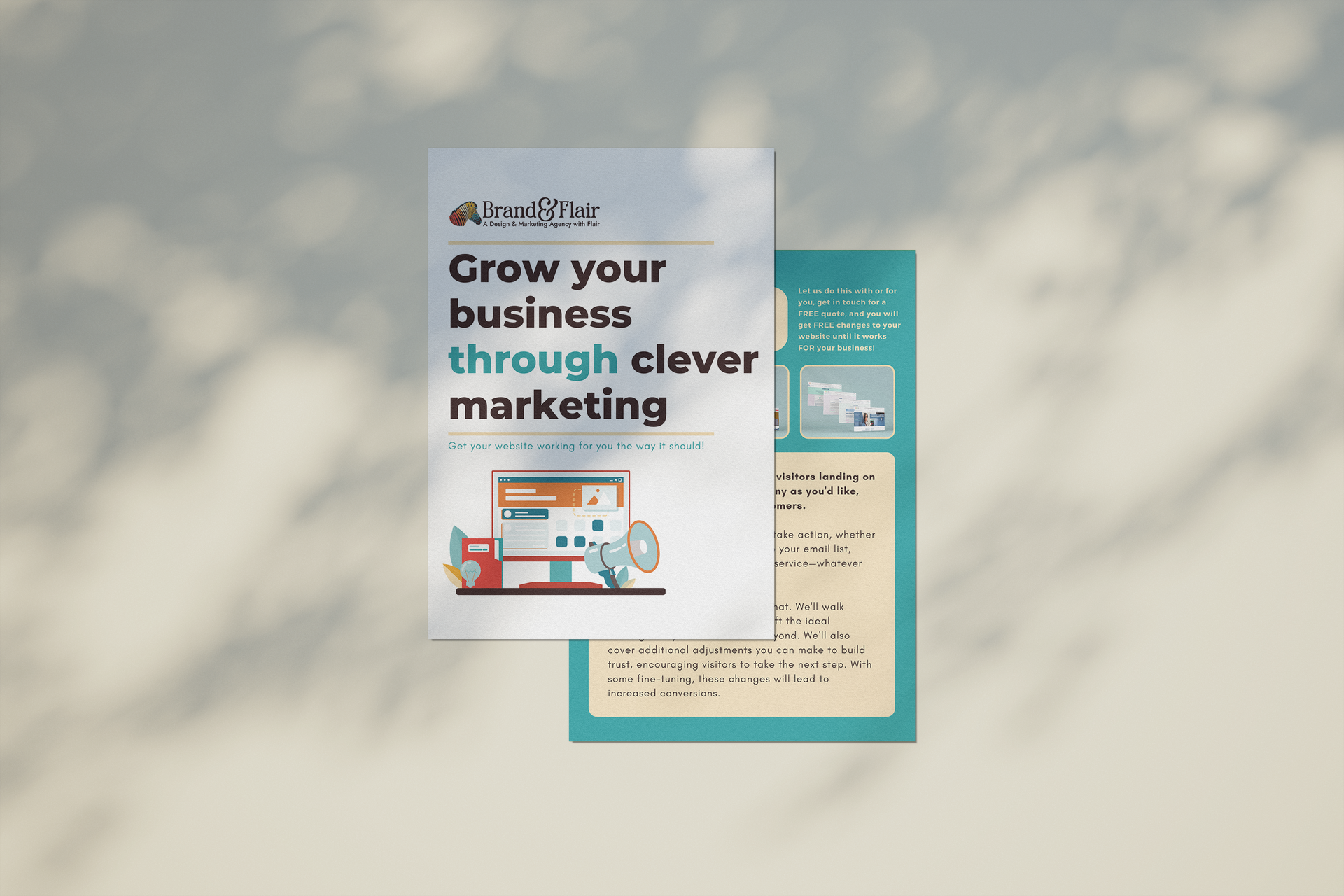 Brand & Flair Website Design | Graphic Design  - A guide that says `` grow your business through clever marketing ''