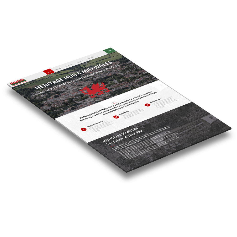 Brand & Flair Website Design for Wales, Mid Wales, Welshpool, Newtown, Oswestry, Shrewsbury | Screenshot of Heritage Hub 4 Mid Wales