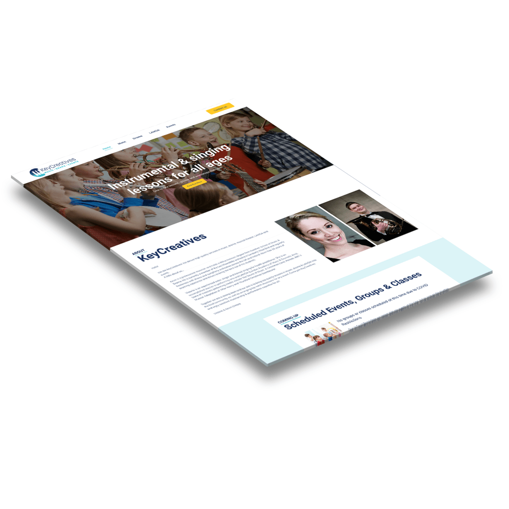 A website with a picture of a group of children on it.