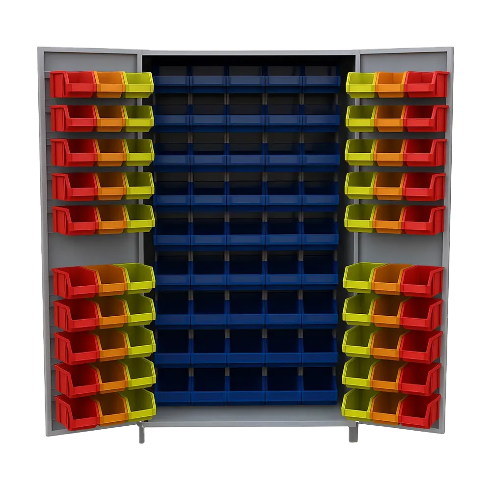 Armarios Industriales con gavetas abiertas y cerradas plásticas